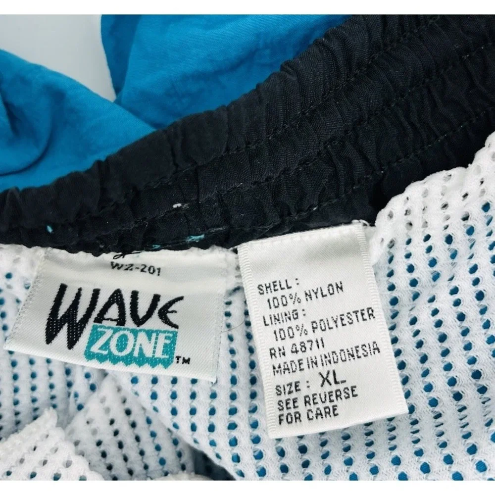 Vintage Wave Zone Swim Trunks Mesh Lined Size XL Pockets Drawstring Nylon